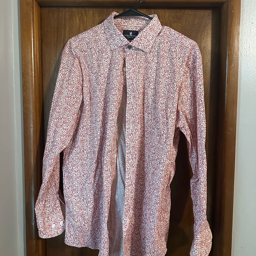 Psycho Bunny Red and White Casual Button Down Shirt